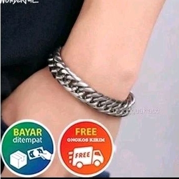 [COD] GELANG TITANIUM PRIA RANTAI SILVER GELANG PRIA