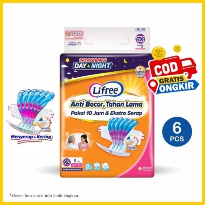 Lifree Popok Perekat Diapers Dewasa XL6/ XL 6 - Ekstra Serap & Ekstra Kering