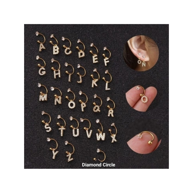 anting berlian bersertifikat huruf alphabet inisial nama | berlian asli perak murni handmade