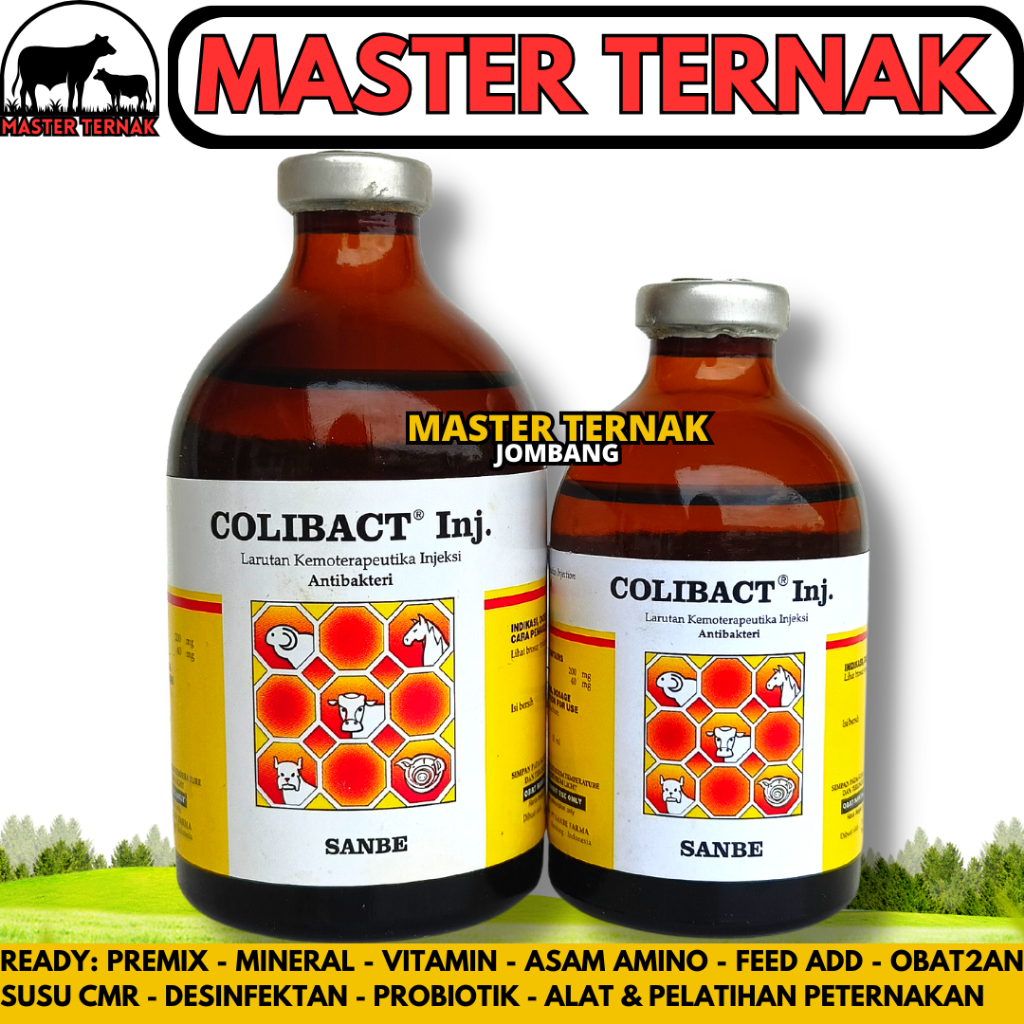 COLIBACT INJEKSI 50ML COLIBACT INJ 100ML SANBE - Obat Antibiotik Hewan Mencret Diare Sapi Kambing Do