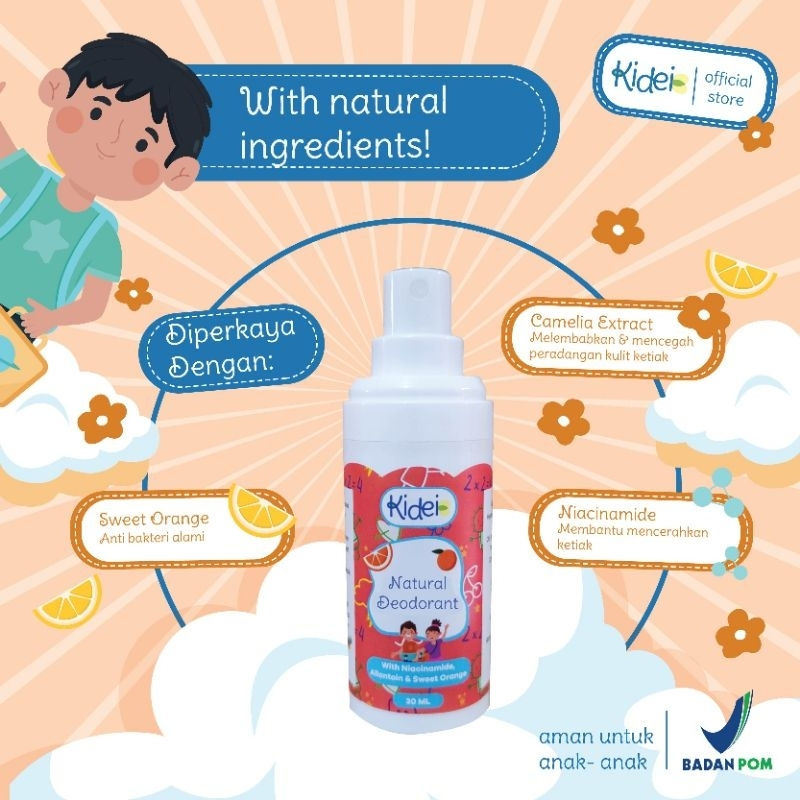 [BPOM] Kidei Deodoran Anak Spray Tanpa TAWAS, Alkohol & Pewangi