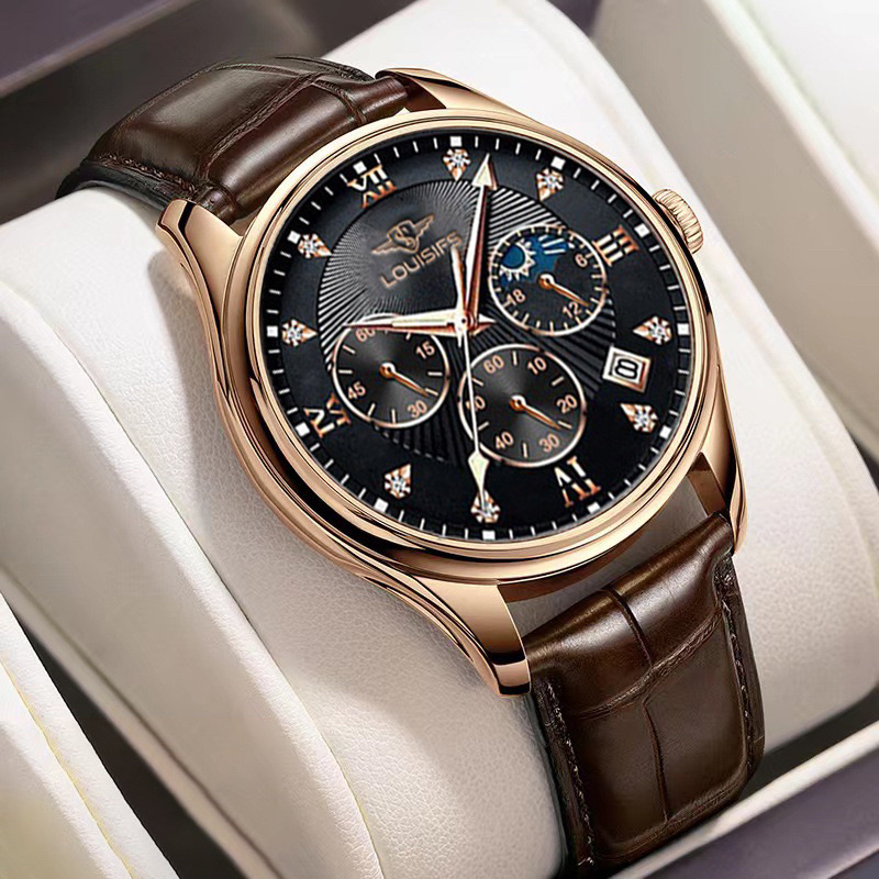 Wlisth Jam Tangan Pria W04 Anti Air Original Kulit Keren Multifungsi Chronograph Watch
