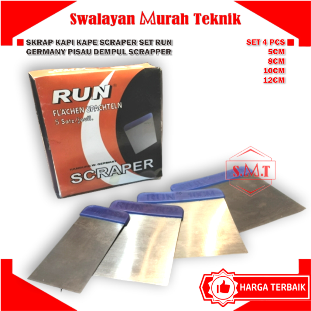 Skrap Kapi Kape Scraper Set 4 Pcs RUN. Germany Pisau Dempul Scrapper