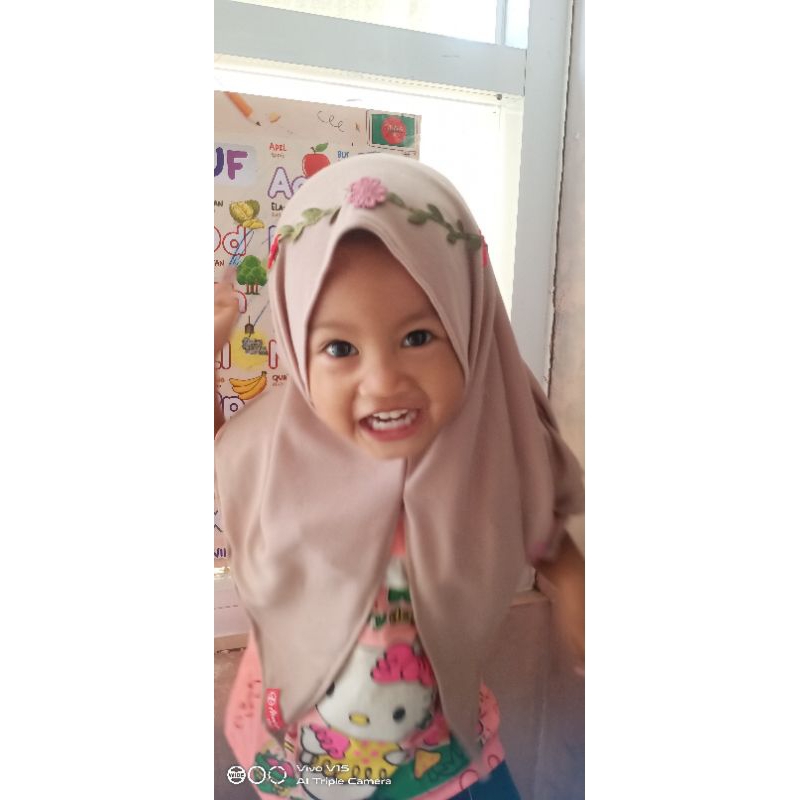 jilbab hijab segitiga instan anak flower crown / hijab mahkota bunga / hijab instan bunga