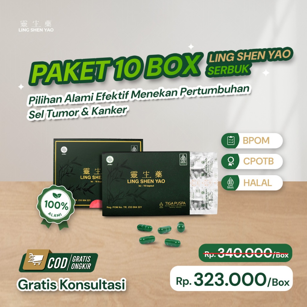 

Paket 10 Strip LING SHEN YAO Kapsul - Herbal Alami bantu Cegah & Atasi Tumor Kanker