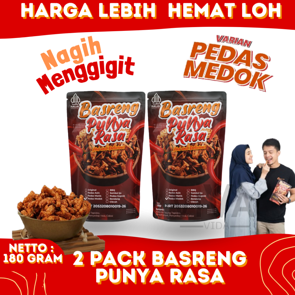 

Basreng Punya Rasa Bundling Rasa Pedas Medok Paket Bundling Isi 2