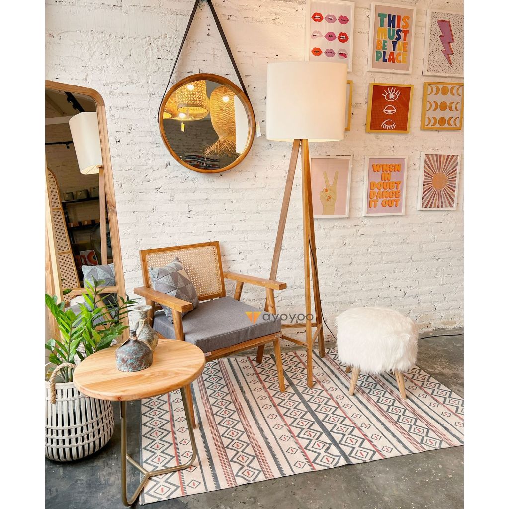 Ayoyoo Line Bermuda Standing Lamp - Lampu Berdiri Kayu Jati