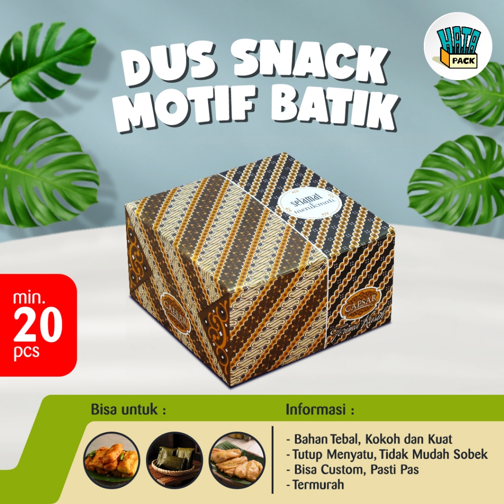 Dus Box Kue / Dus Snack Hansel / Caesar Batik Ukuran 12 x 12 x 7 cm Dus Box Kue Hansel Bandung