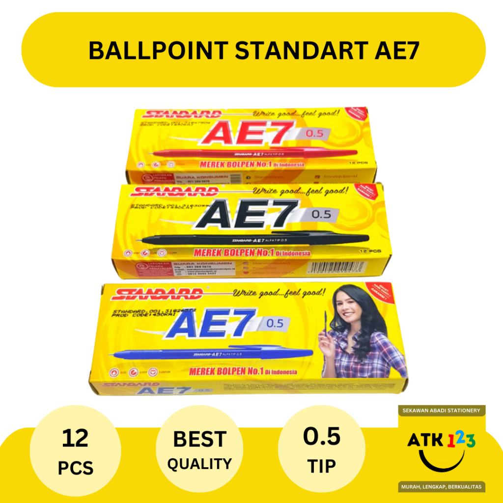 

Ballpoint / Bolpen / Pulpen Merk Standart AE7 Original Alfatip 0.5