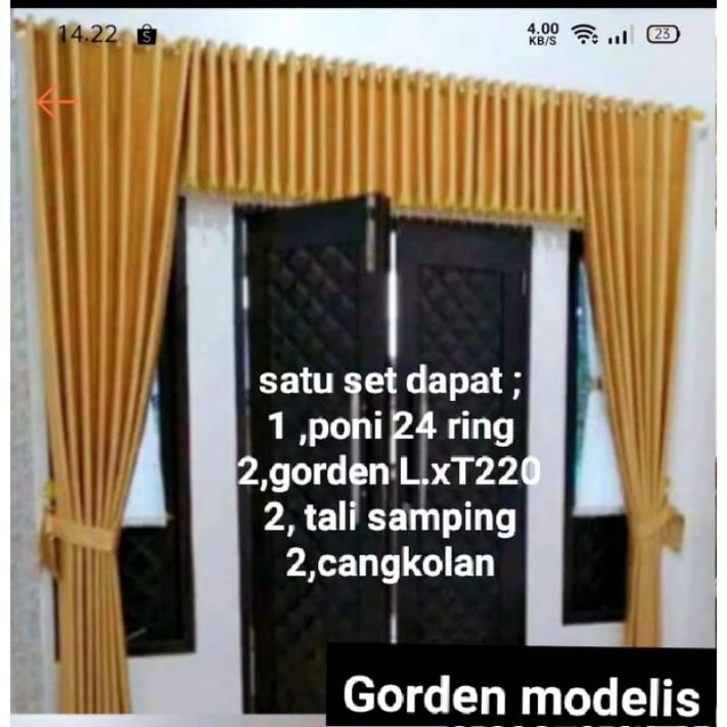 Satu set gorden Poni Atas Pintu model ring Panjang 3 meter gorden mewah minimalis