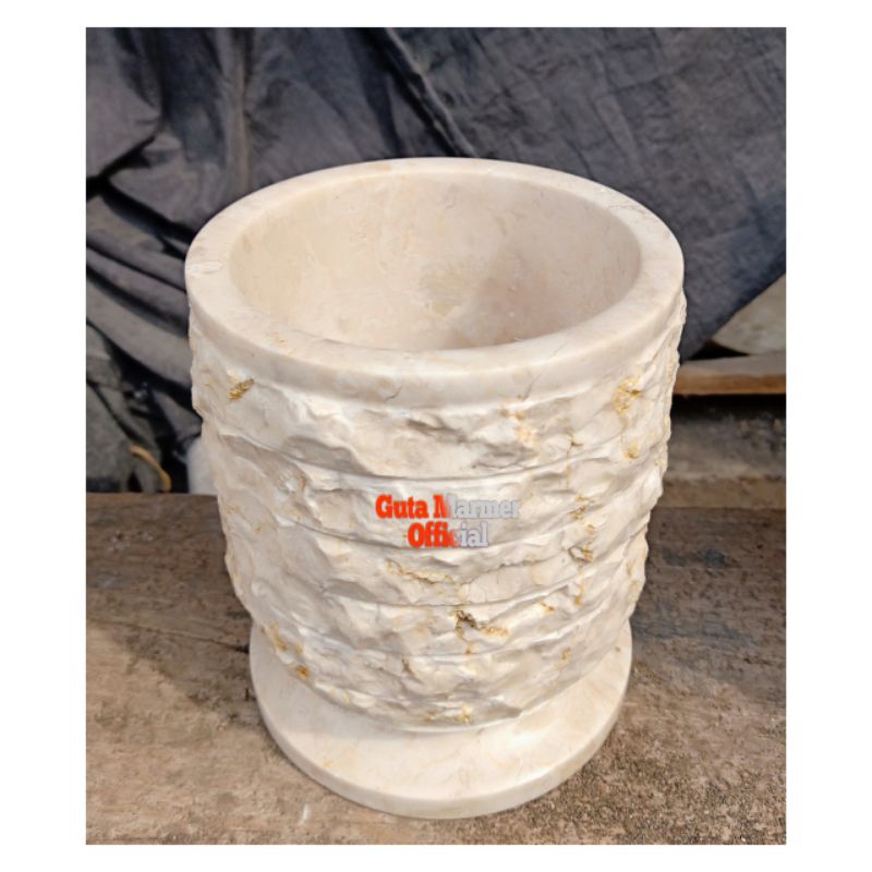 Pot Bunga Aesthetic Batu Marmer Putih Model Natural