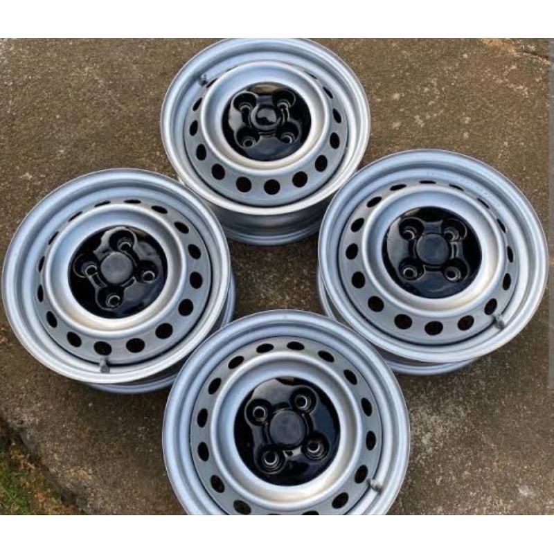 4 Velg kaleng + dop R14 pcd 100 karimun brio calya sigra classy charade picanto agya ayla datsun
