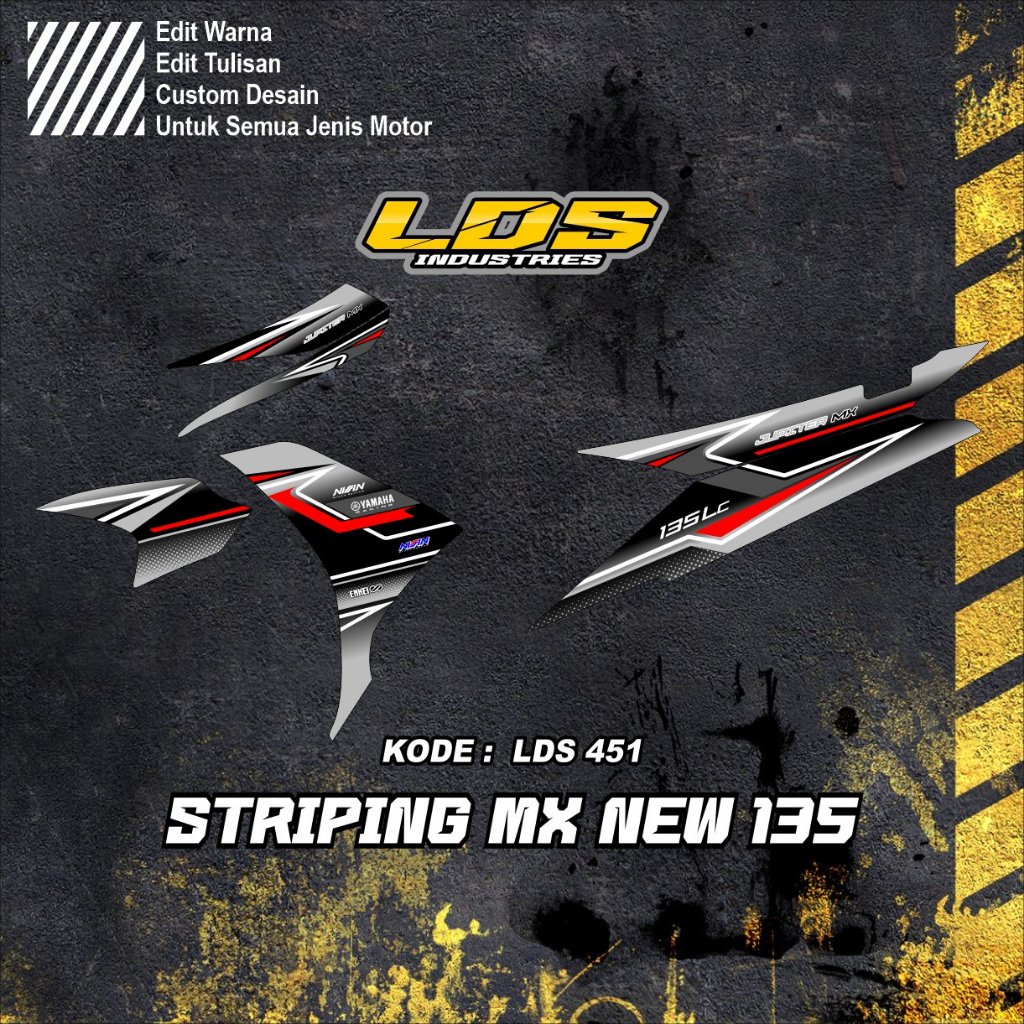Sticker Terlaris Striping Satu Set Kanan Kiri Motor MX New 135 - Striping Decal