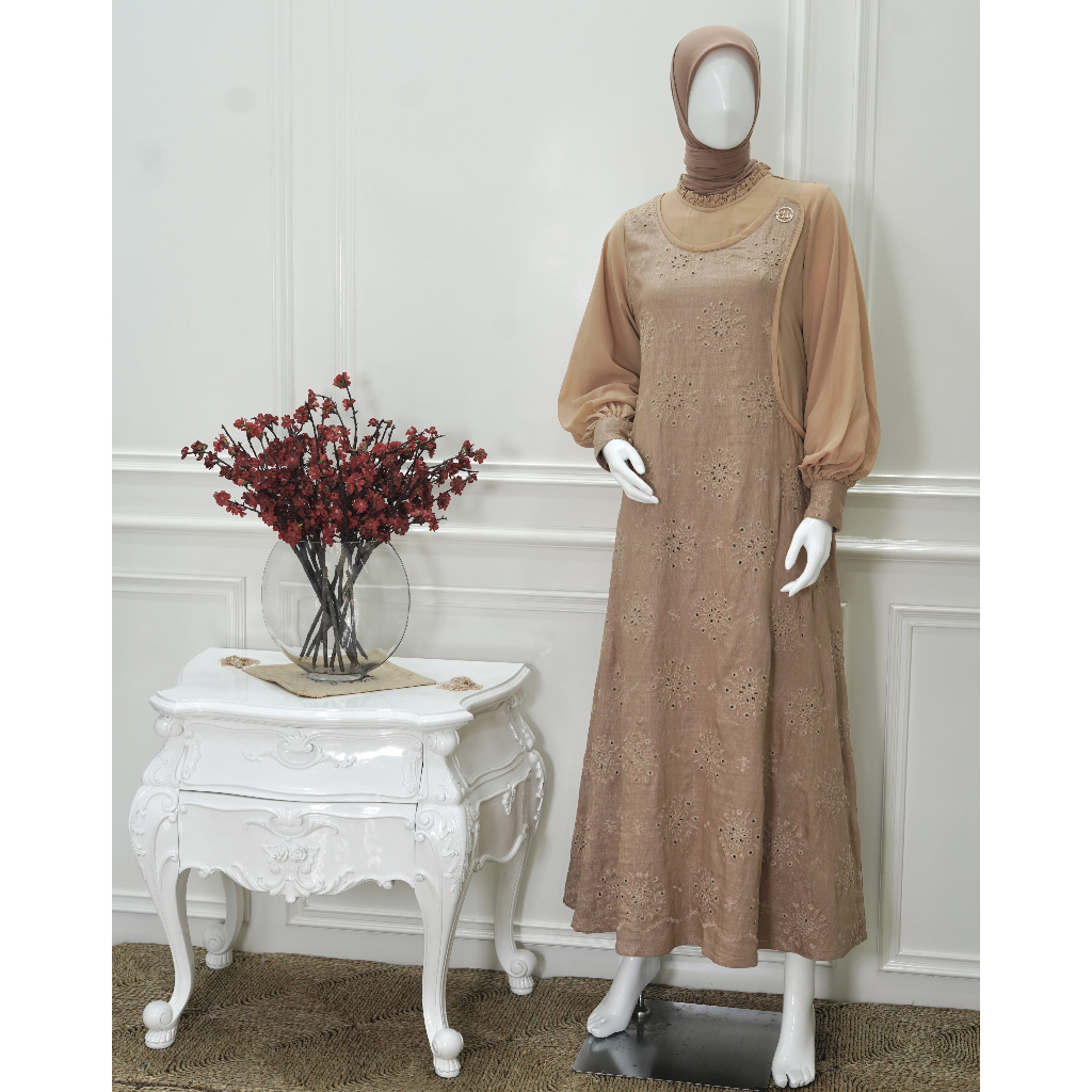 NAGIH- Baju Gamis Wanita Muslim Embroidery Butik Premium by LUHANA