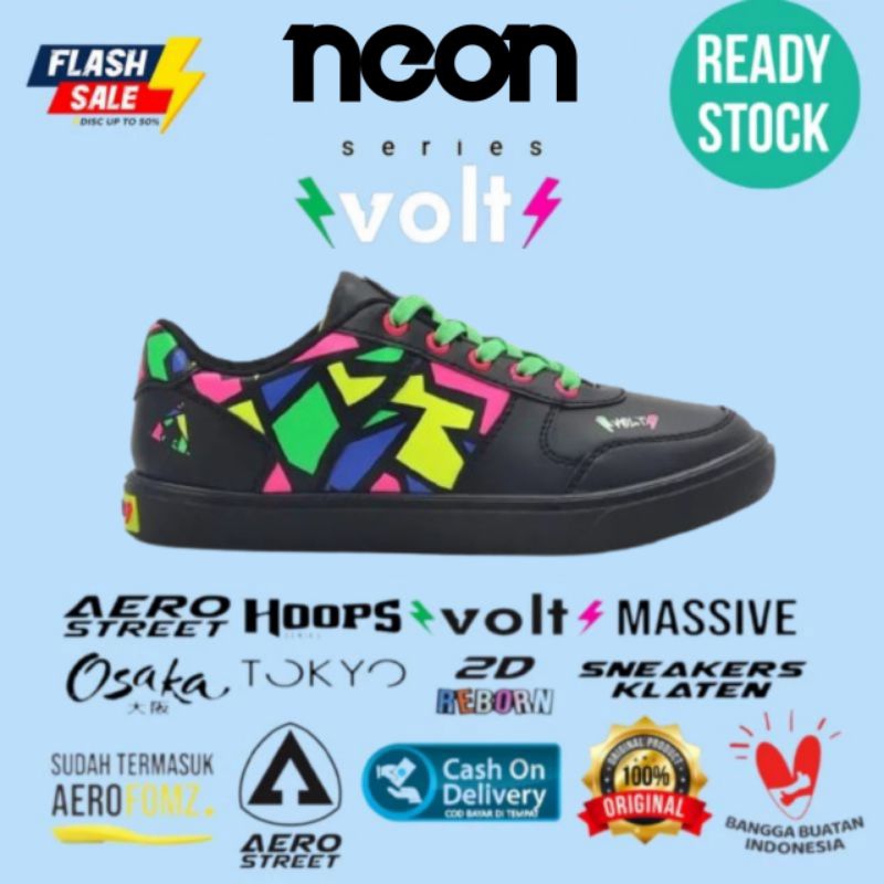 Aerostreet Volt Neon Hitam - Sepatu Sneakers Casual Sport Aero