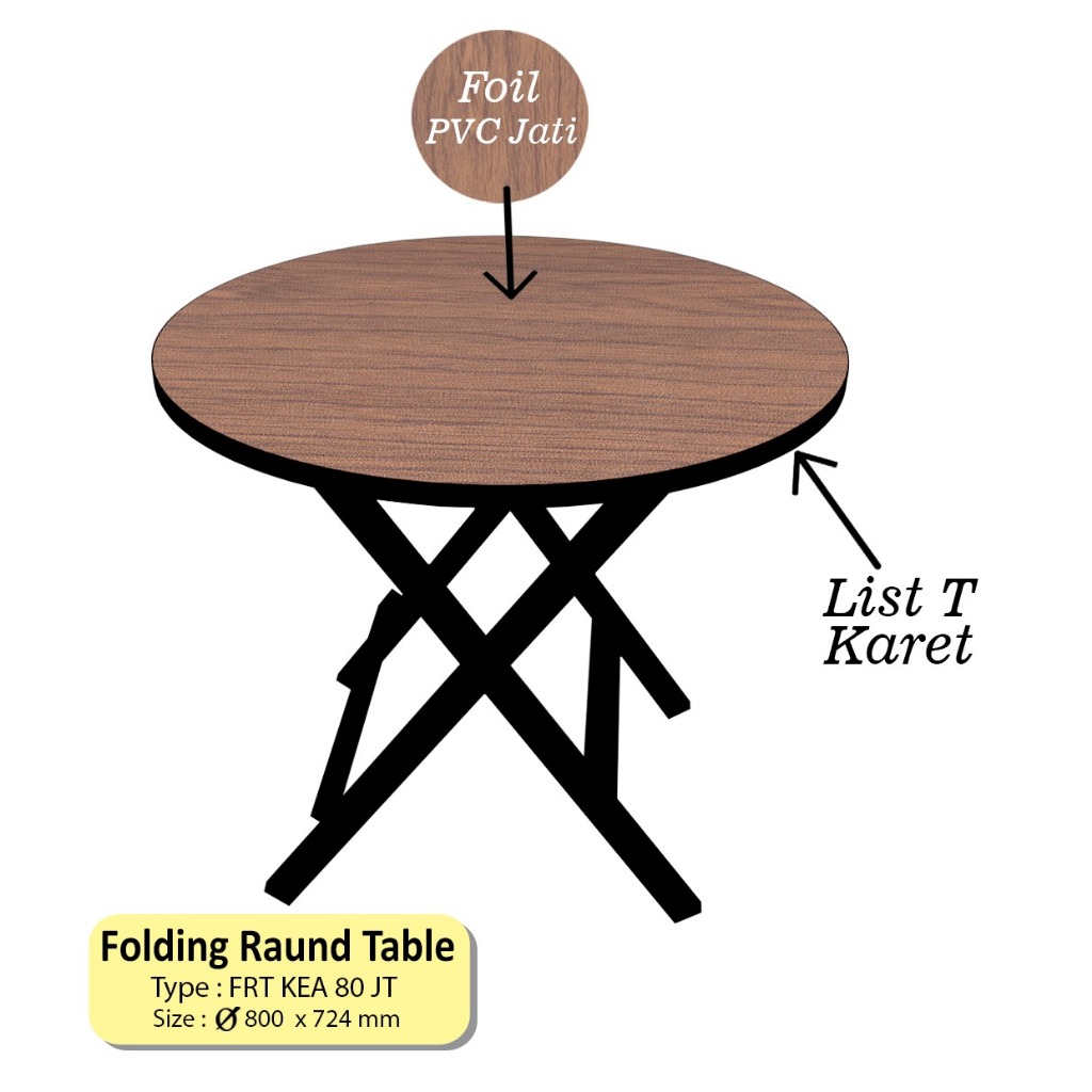 FOLDING TABLE MEJA LIPAT  - MEJA ROUND TABLE FRT KEA 80JT