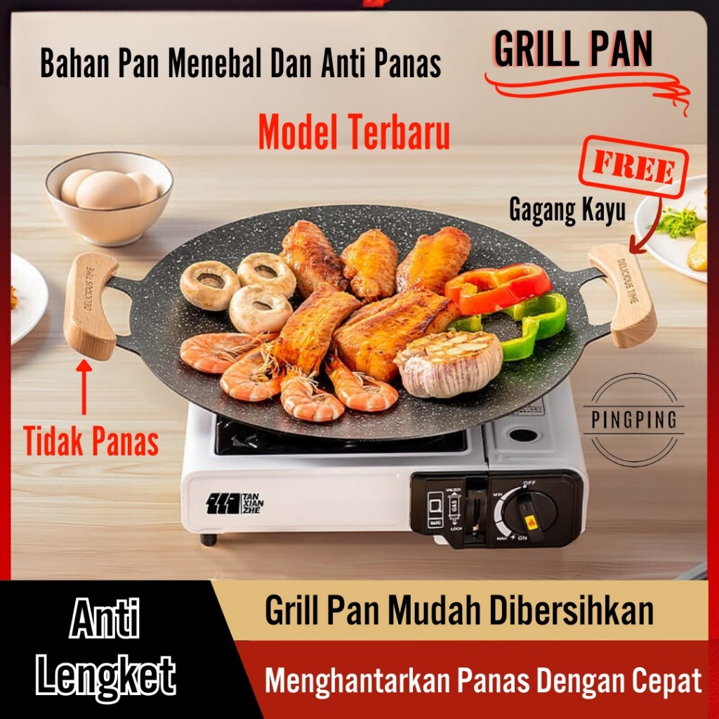 Os3- Grill Pan Bbq / Wajan Grill Anti Lengket / Grill Pan Anti Lengket / Alat Pemanggang / Wajan