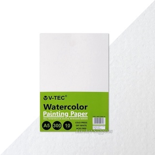 

V-TEC A5 Water Colour Paper 300gsm - 10 Sheets Cold Pressed/ V-TEC Watercolor Paper / Kertas Cat Air