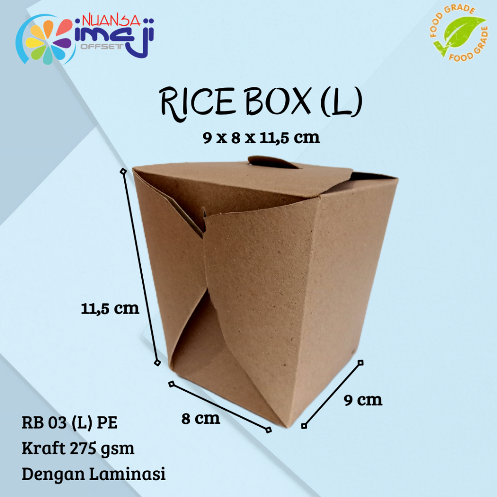 

Rice Box (L) Uk. 9x8x11,5 cm, Dengan Laminasi