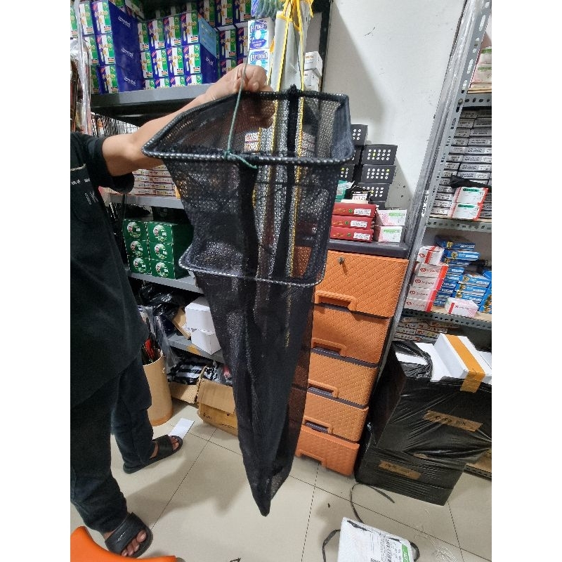 karamba ikan bentuk kotak dan bulat double ring warna hitam