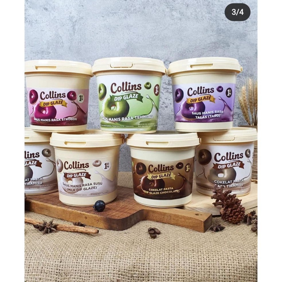 

ART E46Y Collins Dip Glaze 1kg Dipping Coklat HALAL Topping Donat Pisang Nuget
