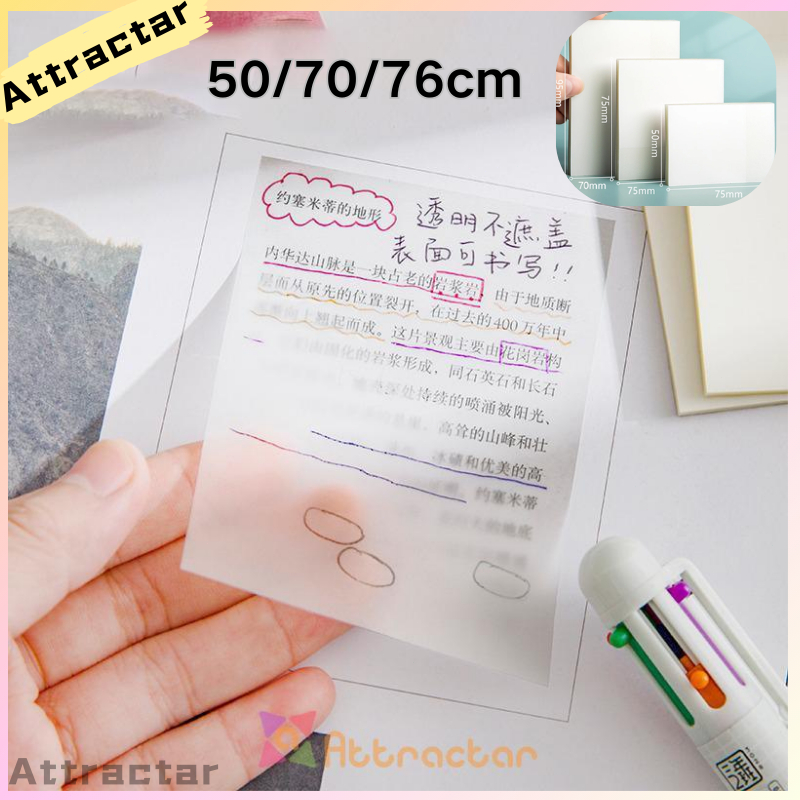 

In Stock✨Sticky Notes Transparan 50 lembar anti Air tahan air / Transparent Sticky notes untuk sekolah kantor / memo bening tempel