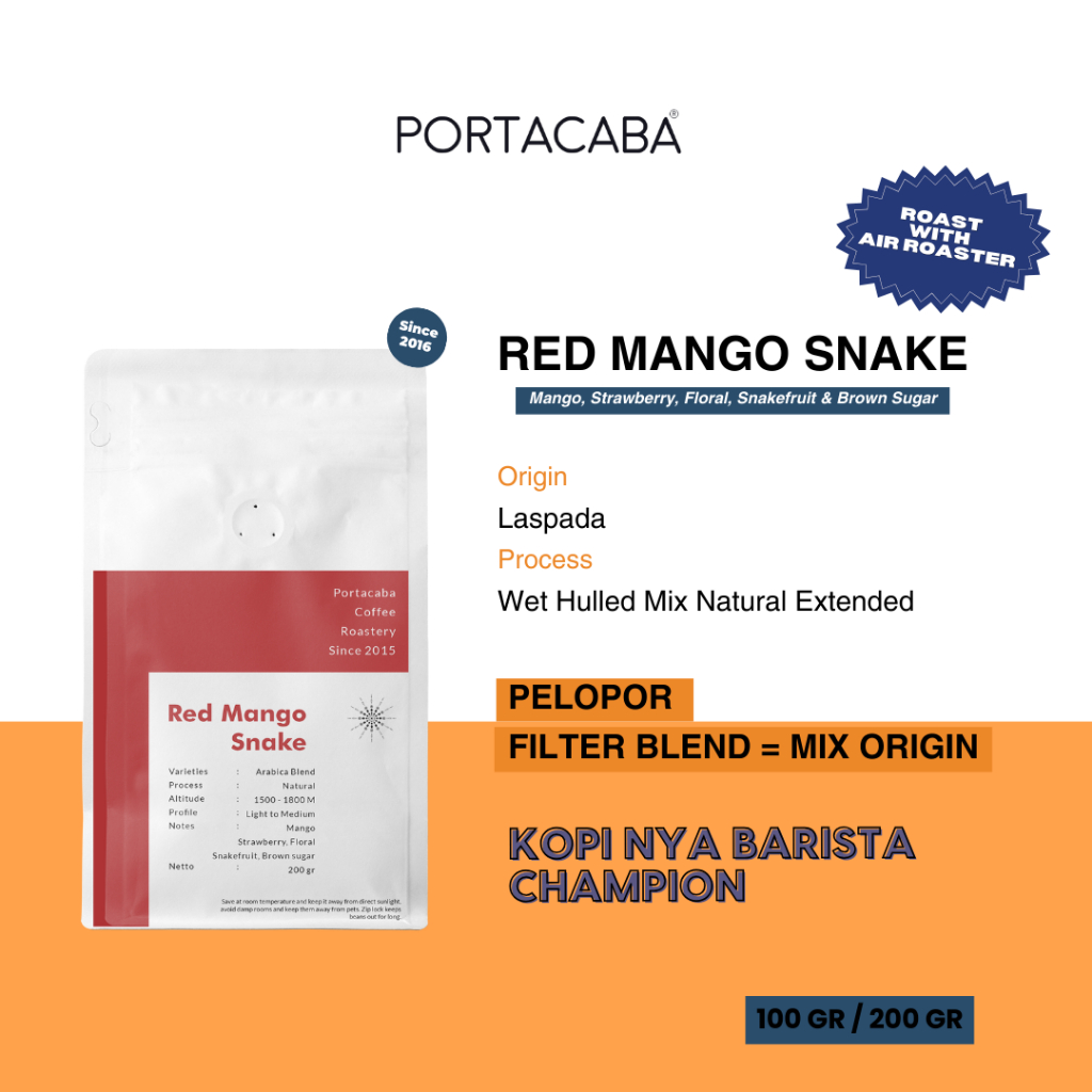 

Biji Kopi Arabika Red Mango Snake Coffee Arabika Laspada 200gr