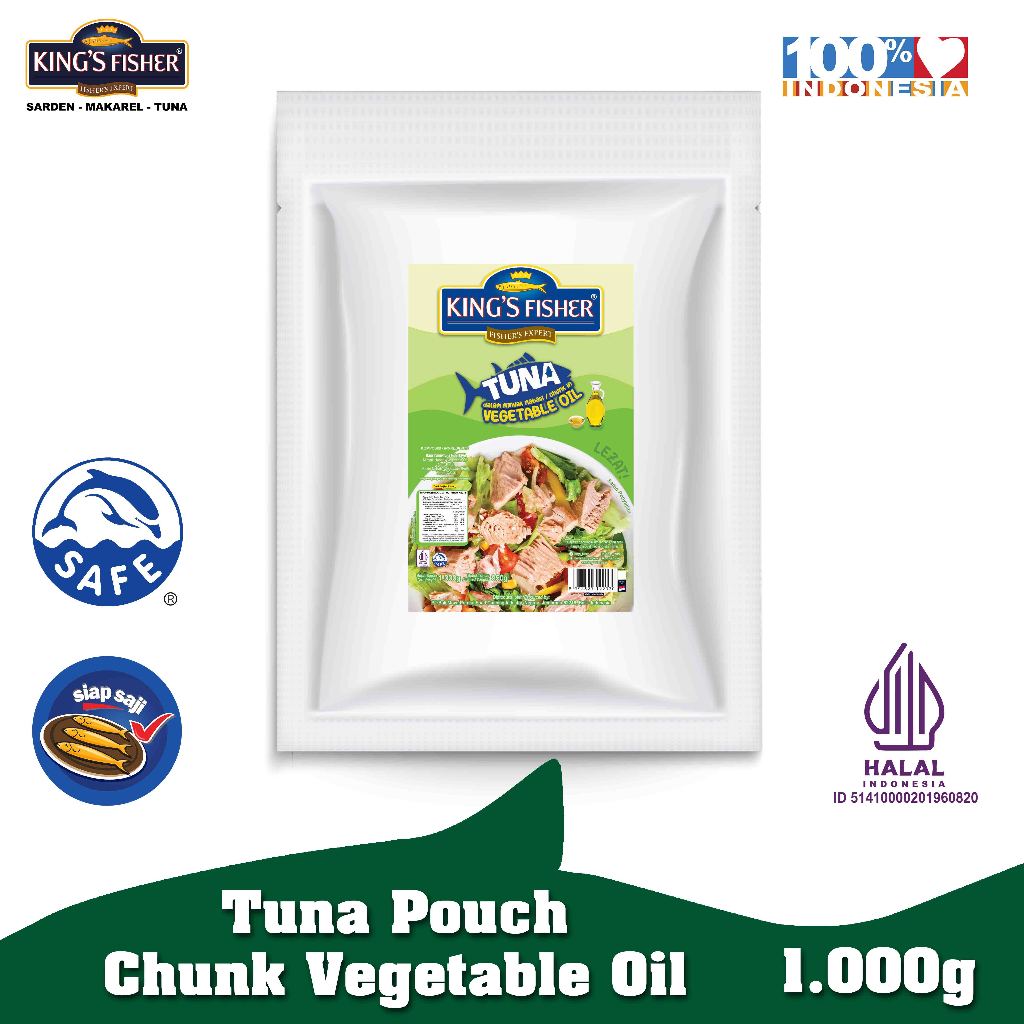 

Myhomey King's Fisher Tuna Minyak Nabati in Oil Pouch Tuna Ikan Kaleng 1000 gr