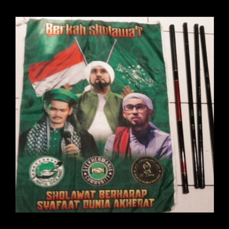 Bendera Sholawat Set Lengkap Joran Tegek Bendera Ukuran 720 630 540 450 360 300 270 240 210 180