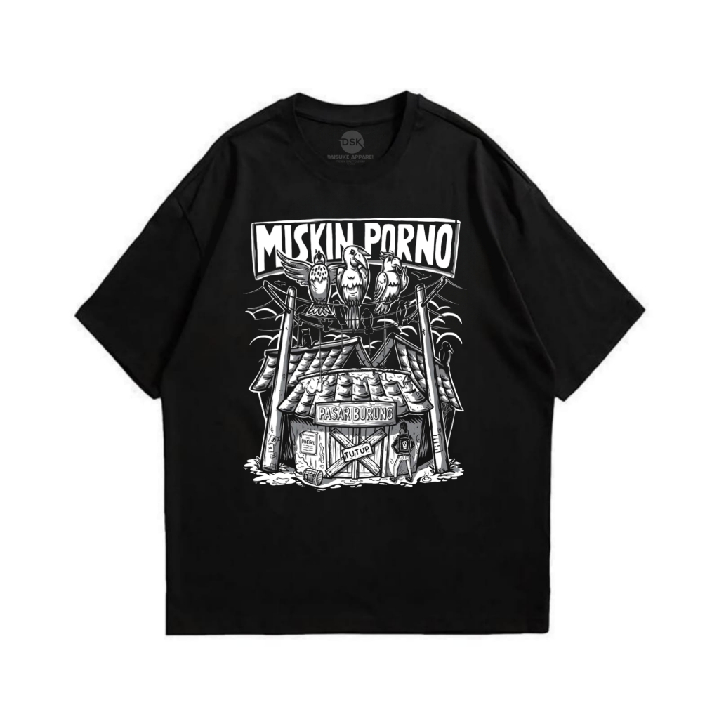 Populasi Official T-shirt Vintage Miskin Porno Lengan pendek Hitam kaos distro unisex