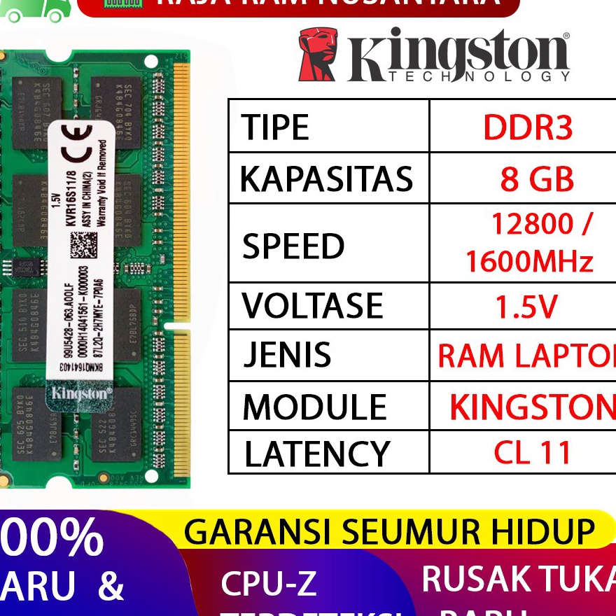 rng RAM KINGSTON DDR3 8GB 16MHZ 128 ORI RAM LAPTOP DDR3 RAM NB DDR3