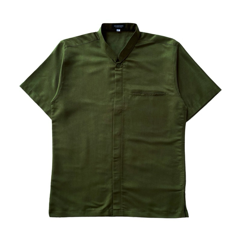 Kemeja Koko Pria Hijau Army Lengan Pendek Baju Koko Pria Homeside