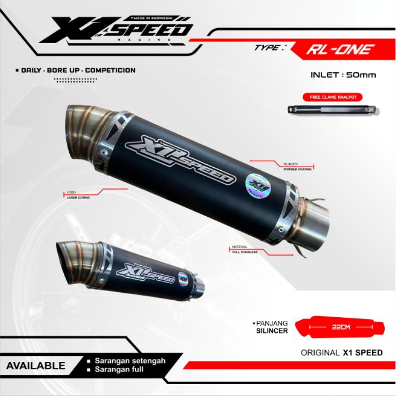 Slinser only Selenser Knalpot Racing all motor Original X1 Speed type RL-One