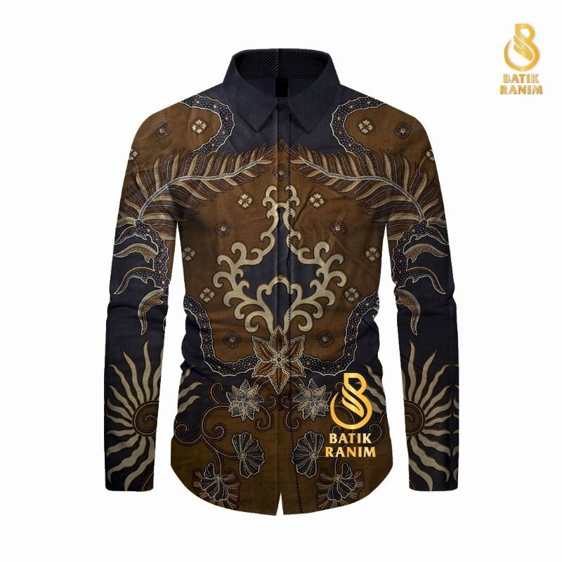 Kemeja Batik Kenzo Coklat, Batik Pria Lengan Panjang