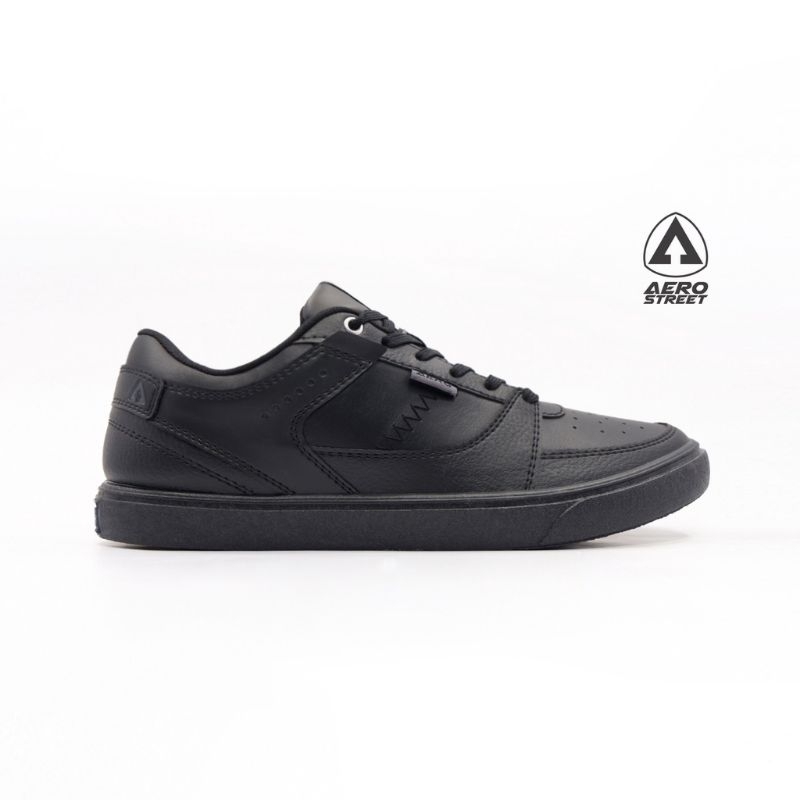 SOCKSTREET - Sepatu Aerostreet Size 37-44 Hoops Low Full Black - Sneakers Pria Wanita Casual Keren N