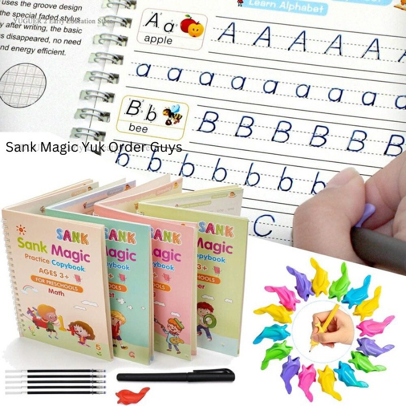 

Murah 4pcs sank magic book buku belajar menulis anak buku angka huruf buku edukasi anak tk sd paud