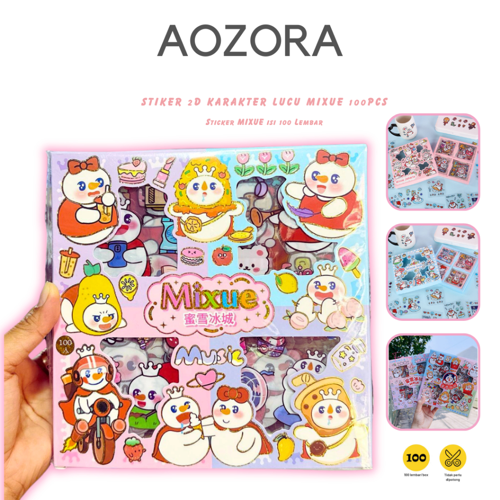 

[ Aozora ] Stiker Lucu Karakter 2D Snowking Mixue