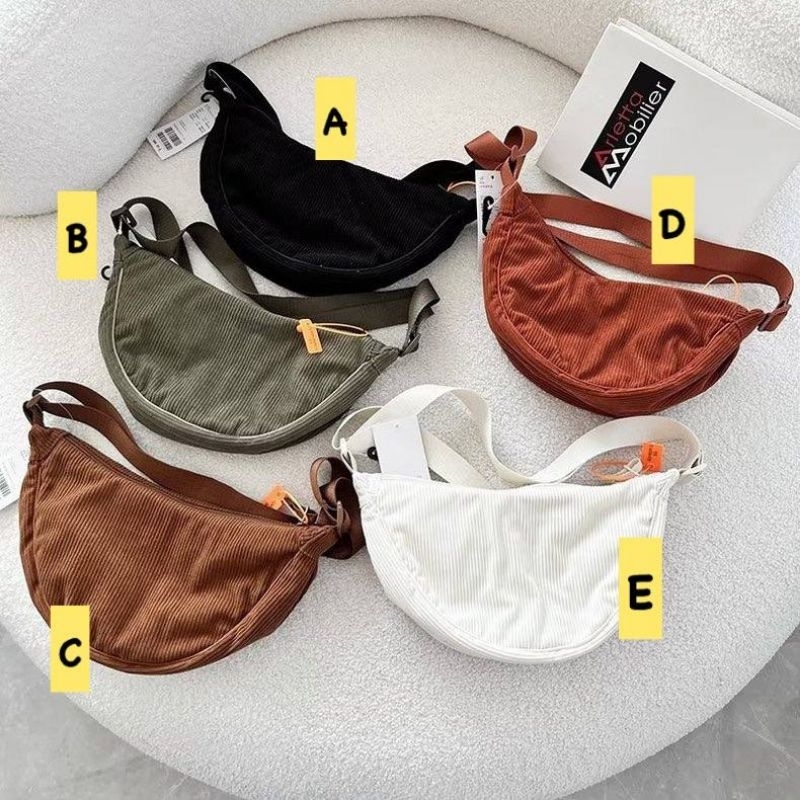 WAIST BAG CORDUROY tas selempang uniqlo tas bahu codoray codouray beludru sling bag unisex