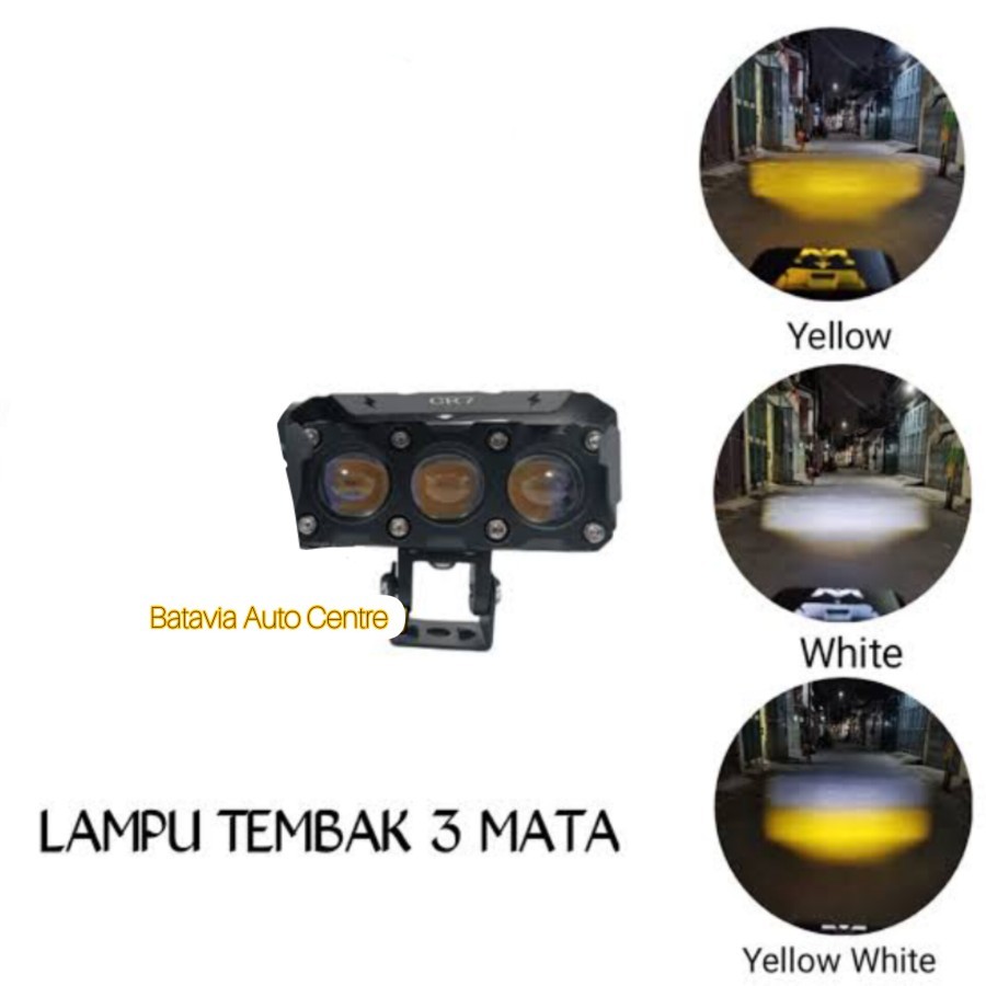 Lampu Led Projie Biled 3 Mata 2 Warna Lampu Tembak Sorot Perbuah