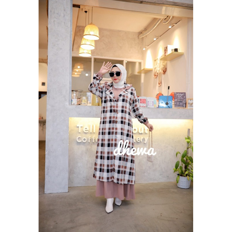 dhewa amira abaya gamis dress set outer