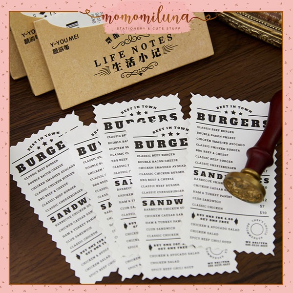 

1 set isi 50 lembar life series bill deco paper kertas hias journal diy scrapbook retro vintage HB1642