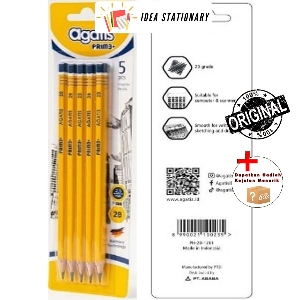 

Pensil Tulis Agatis Yellow Prime 2B Hexagonal Set 5 pcs