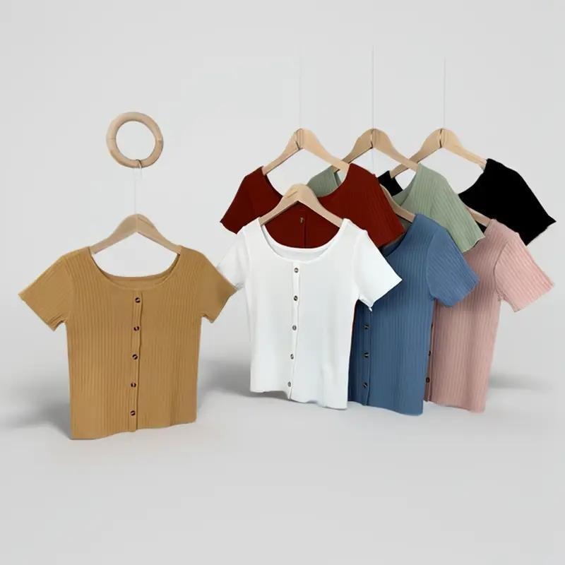 Baju Rajut Wanita ( EONY CROP ) Baju Rajut Wanita Kaos Crop Import Lengan Pendek