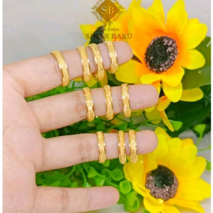 Cincin Model Ring Pasir Emas Muda Asli Kadar 7K