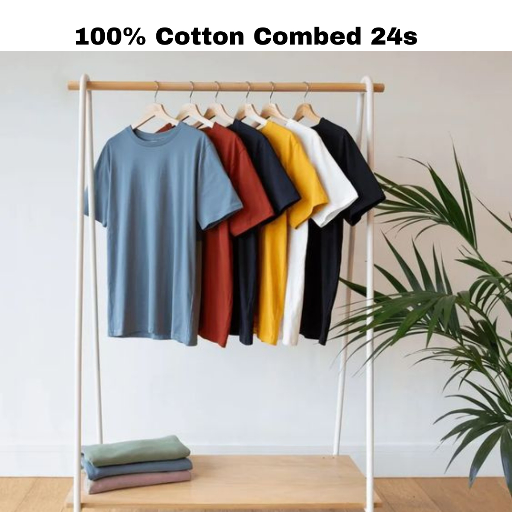 Kaos Polos Catton Combed 24s Warna Blue Denim