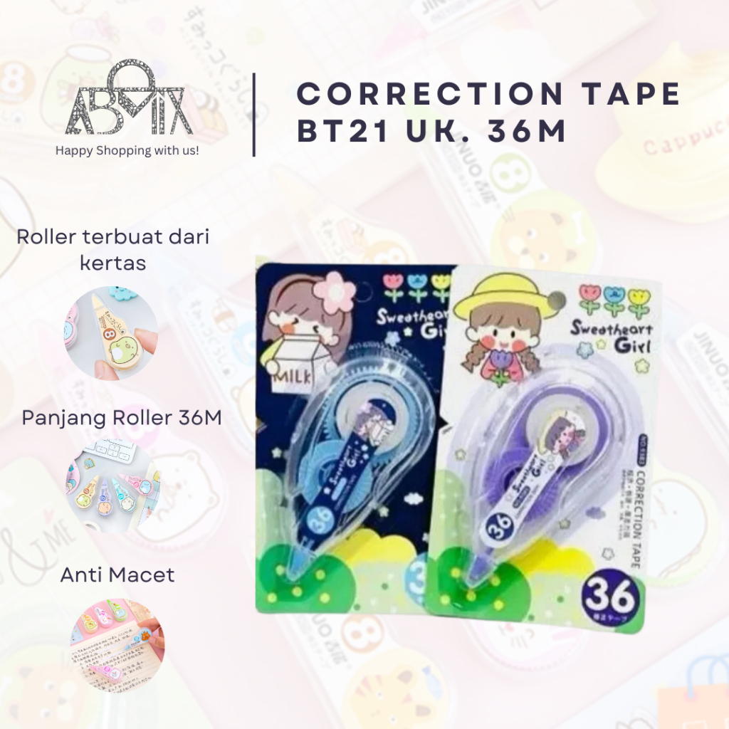 

Tip Ex Roll Jumbo 36M / Correction Tape Lucu / Pita Koreksi / Tip-X