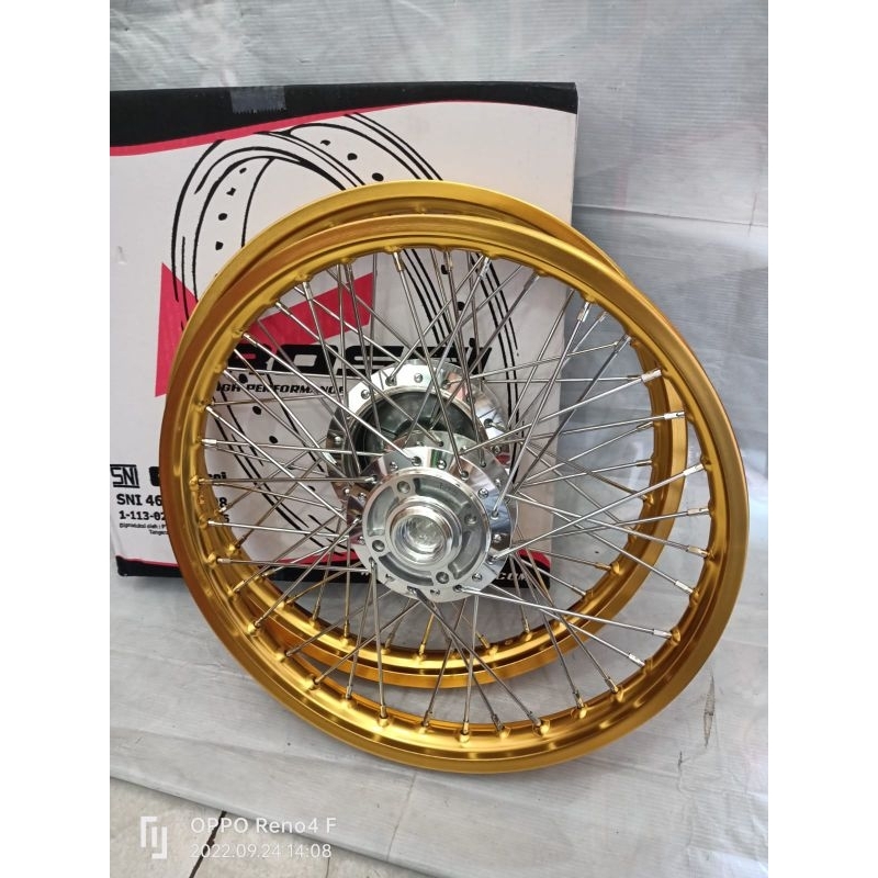 VELG MOTOR HONDA SUPRA FIT NEW/REVO LAMA/KHARISMA/V ROSSI ORIGINAL RING 17X140 SEPASANG WARNA GOLD