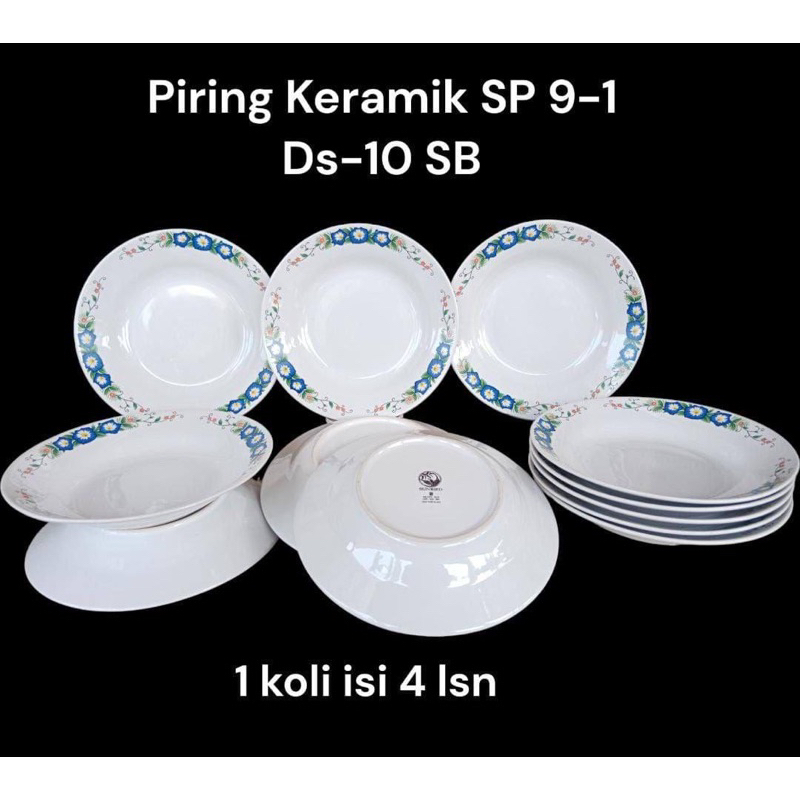Piring Makan Hotel Bunga 1 Lusin Piring Keramik 9 Inch