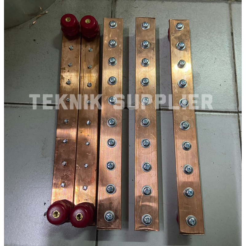 busbar tembaga custom 5mm x 25mm x 200mm 10 baut m6