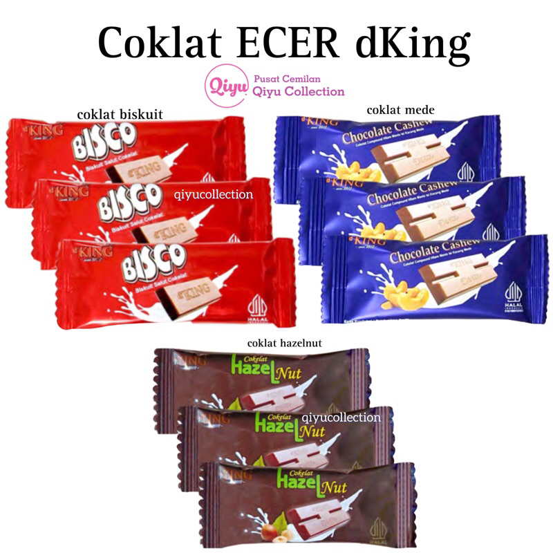 

[ECER] Cokelat dKing Murah - Coklat Biskuit Bisco - Coklat Hazelnut - Coklat Mede Cashew - Coklat Viral